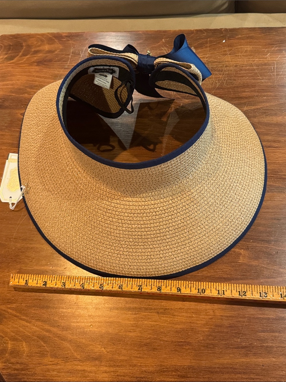 NWT Mud Pie Carlyle Packable Sun Visor Straw Hat Navy Anchor Travel Roll Up NEW - Picture 13 of 13